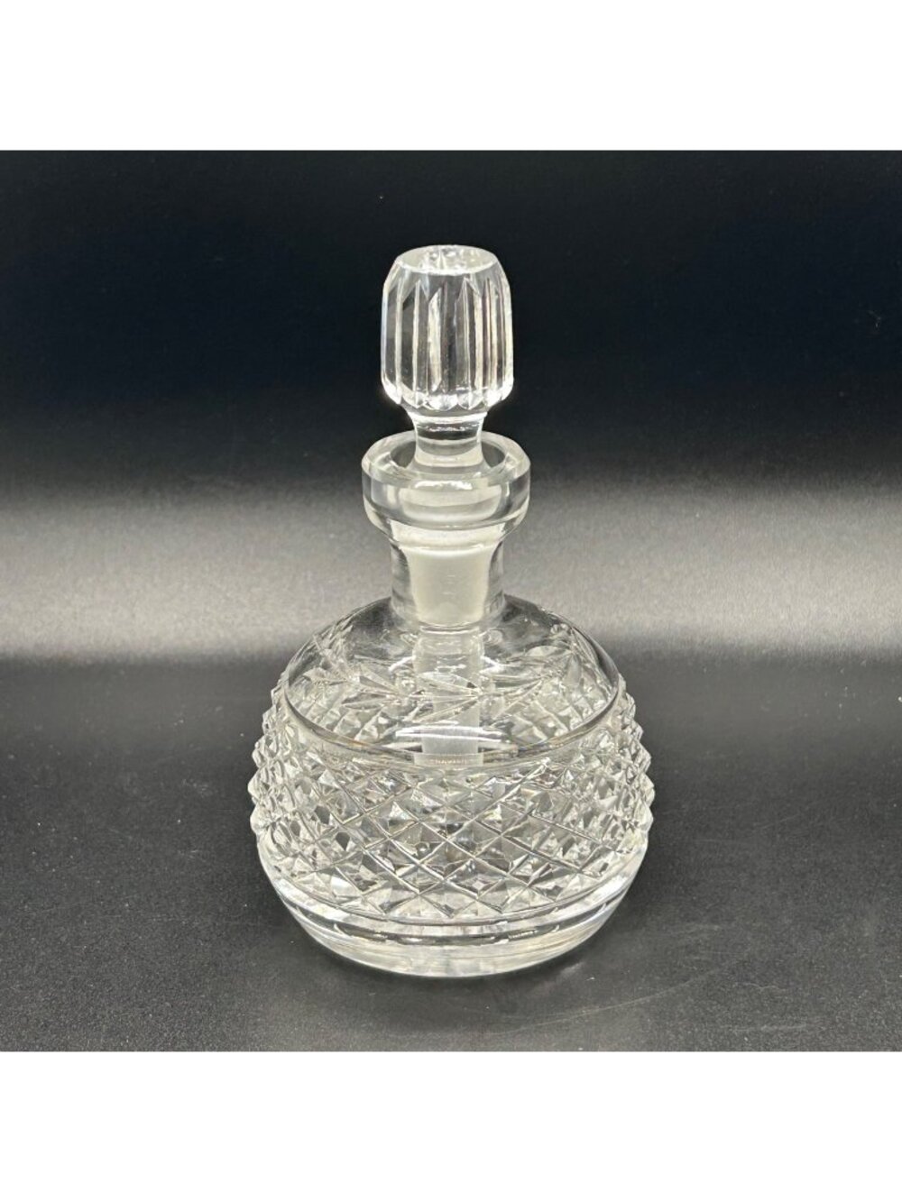 Perfume Bottle Art Glass Dauber Diamond Pattern Vanity Decor Stopper Vintage